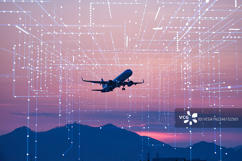 卫星通信手机，可在飞机上接入互联网图片素材