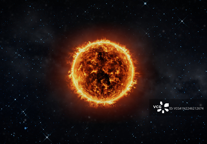 深邃太空中的燃烧的太阳图片素材