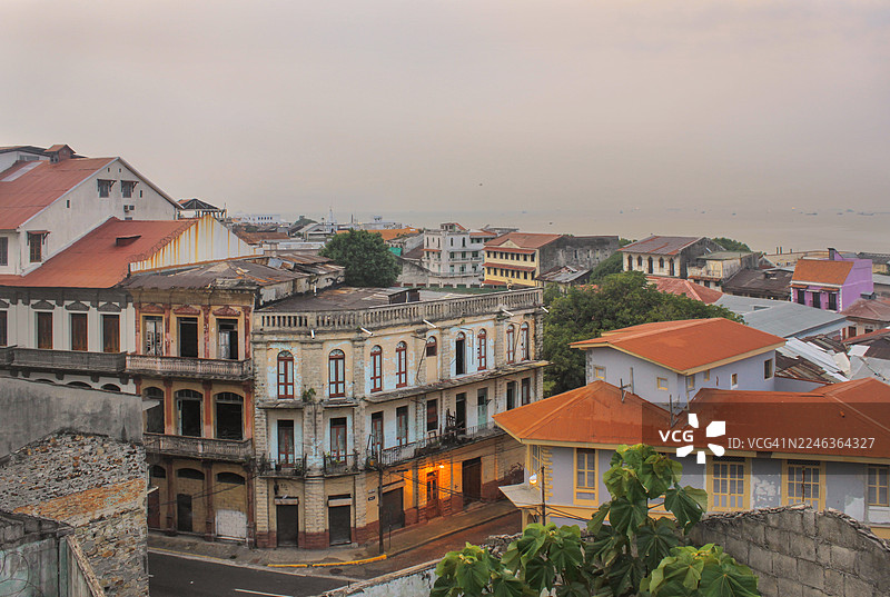 夜间俯瞰巴拿马城老城，卡斯科维耶霍区图片素材