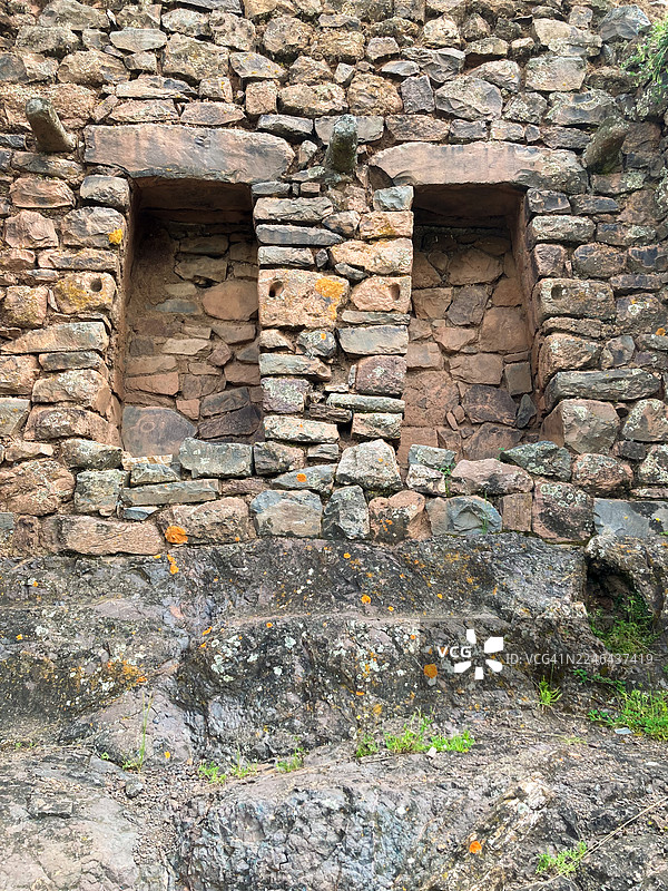 秘鲁库斯科圣谷印加遗址中，最重要和最受欢迎的考古遗址之一——皮萨克，其印加建筑的石砌房屋结构图片素材