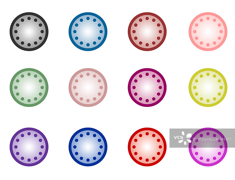 十二个多彩空白时钟脸时间图标集图片素材