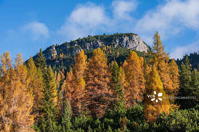 意大利米苏里纳附近特雷奇梅迪奥伦佐的绝美秋景图片素材