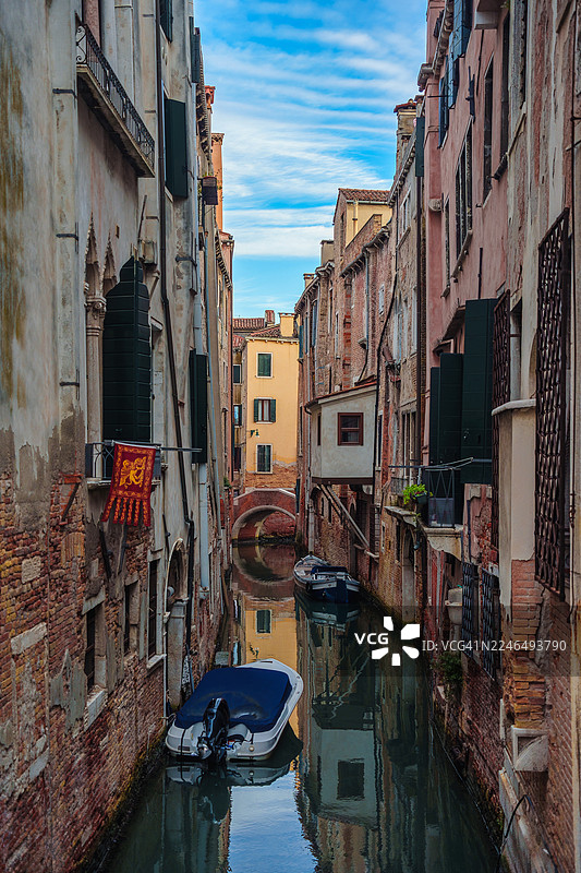 意大利威尼斯小运河的风景图片素材
