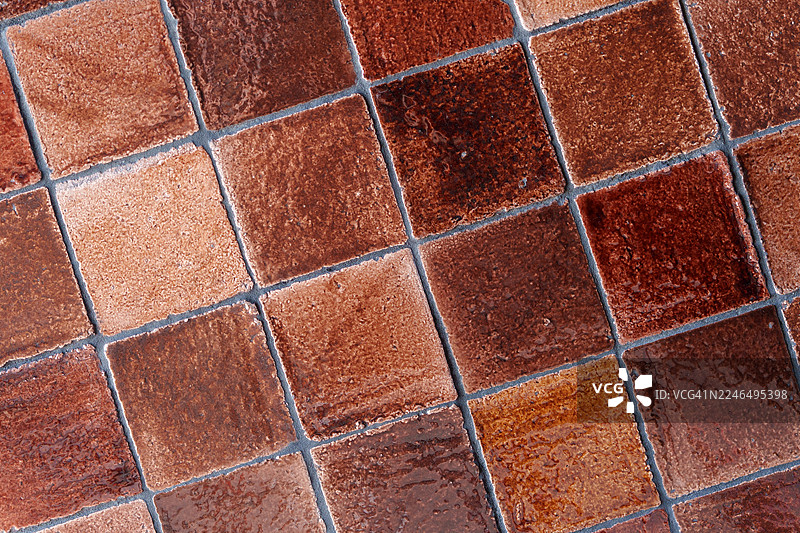 棕色马赛克瓷砖，营造出纹理背景图片素材