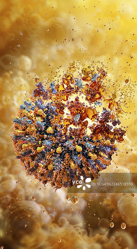 病毒衣壳解体，插画图片素材