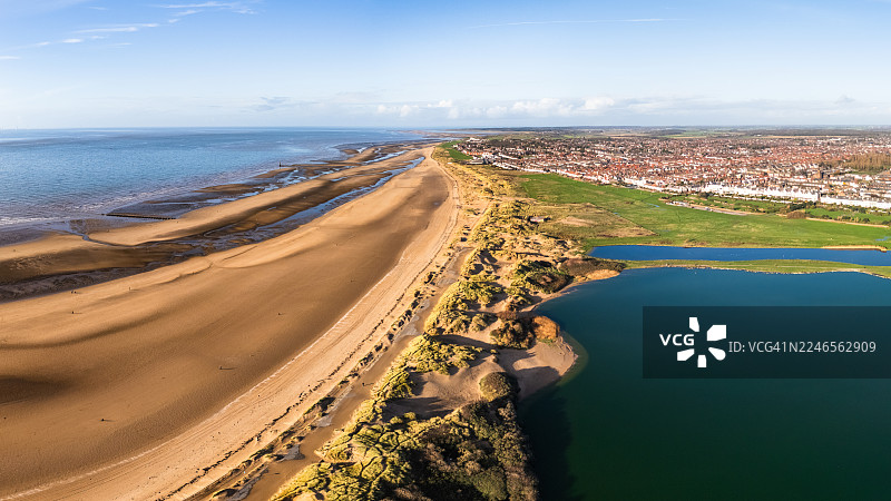 克罗斯比海滩鸟瞰图图片素材