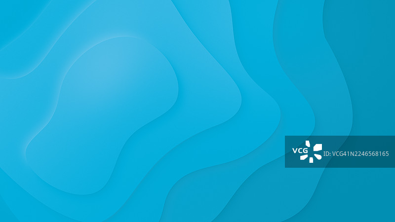抽象分层、几何和有机形状，带有从浅蓝色到蓝色的渐变色。图片素材