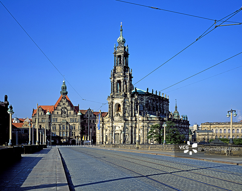 德累斯顿的圣母宫廷教堂和乔治门图片素材