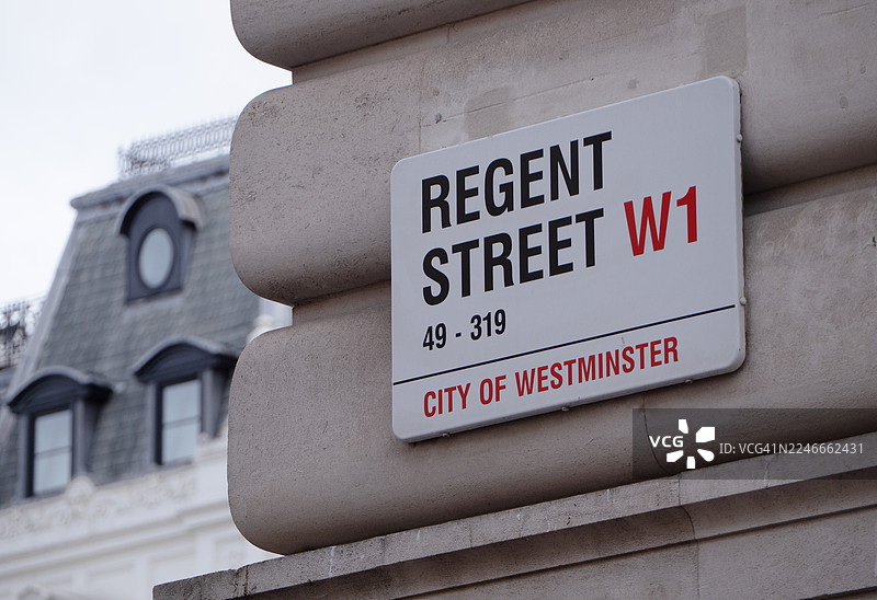 摄政街建筑侧面的名称标志图片素材