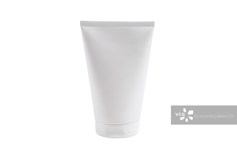 带化妆品的白色塑料管。化妆品管。适用于各种面霜和凝胶的清洁、经济的包装。图像在白色背景上是隔离的。图片素材