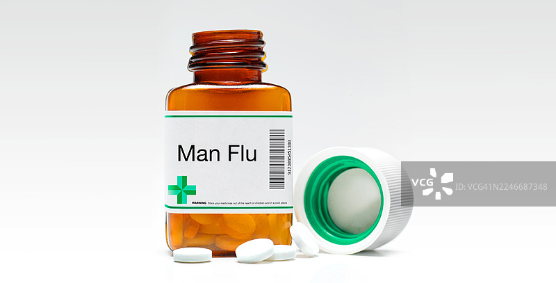 男性流感药丸瓶图片素材