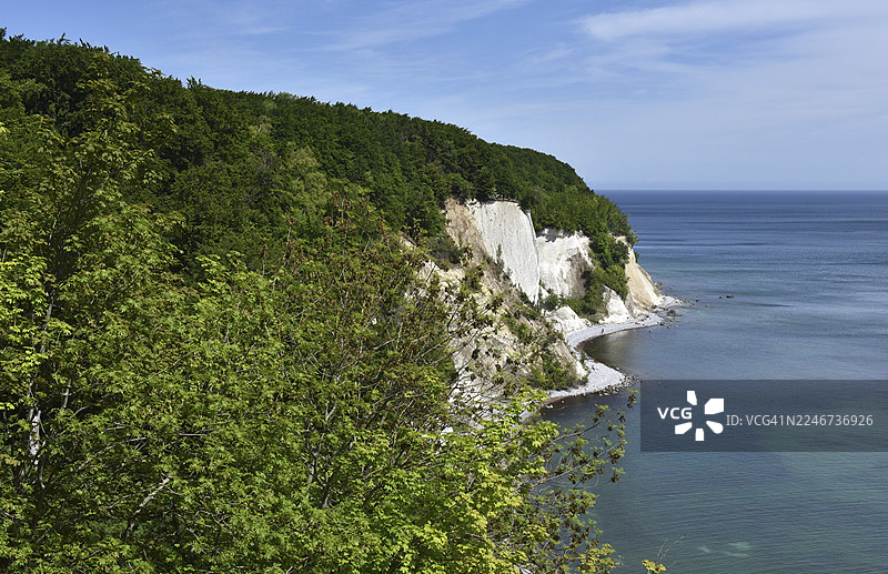 德国梅克伦堡-前波美拉尼亚州吕根岛的白垩崖，白垩海岸，贾斯蒙德国家公园图片素材