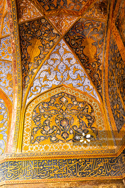 印度北方邦阿格拉，阿克巴大帝陵墓的细节图片素材