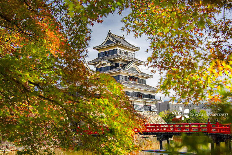 秋季松本城风景，日本长野县松本市图片素材