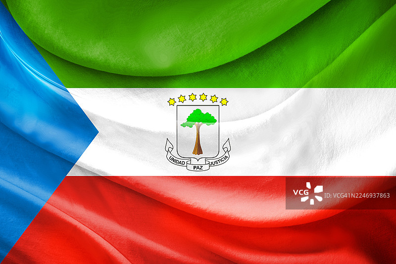 赤道几内亚国旗在织物上图片素材