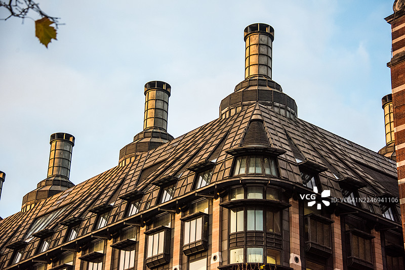 威斯敏斯特港口闸门大楼的屋顶线和烟囱图片素材