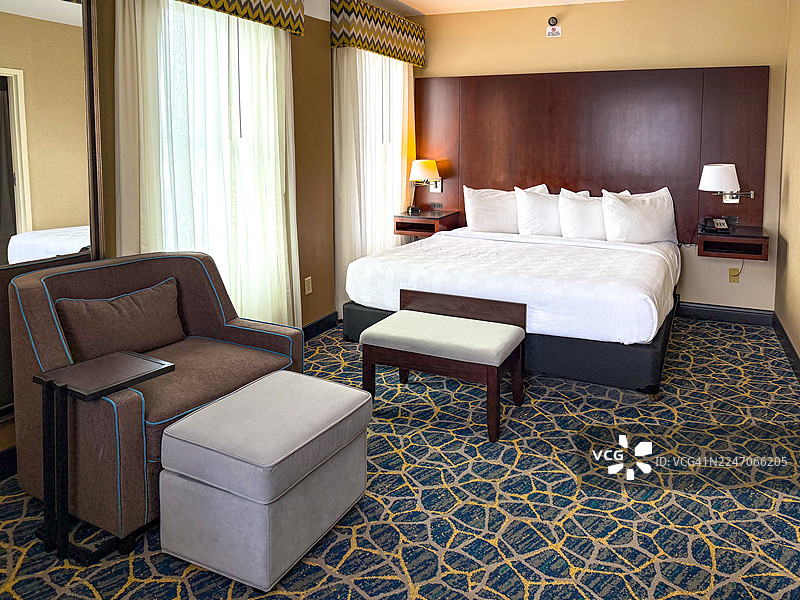酒店套房卧室，纽约州锡拉丘兹图片素材