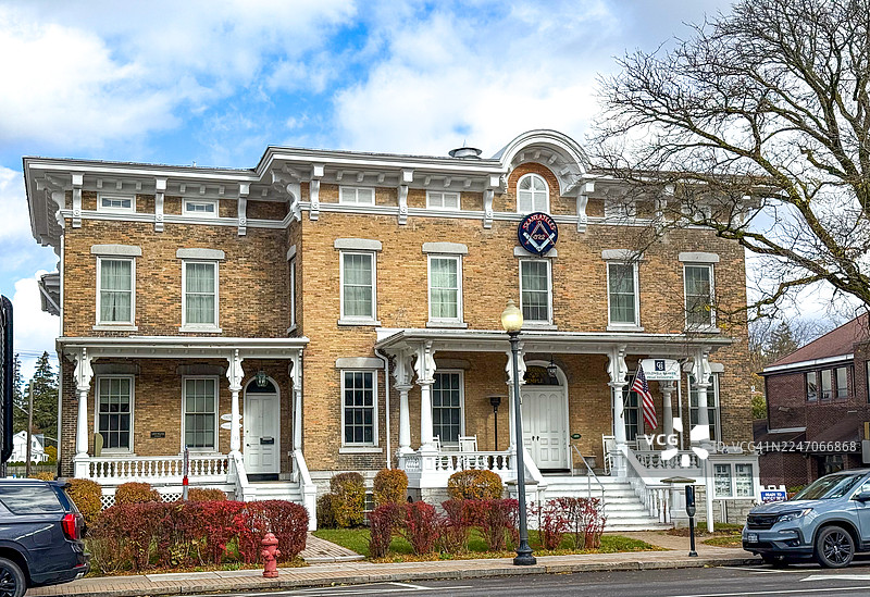 纽约斯卡尼阿特勒斯东部大街13号的砖砌商业/住宅建筑图片素材