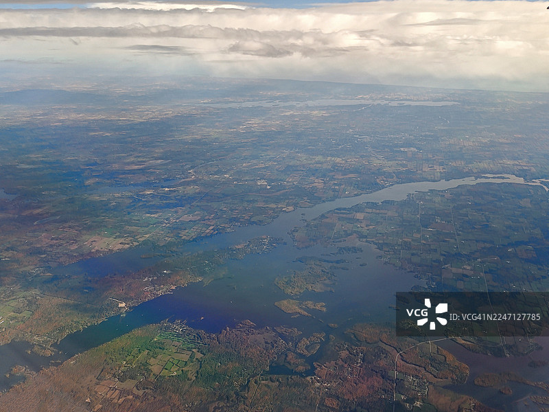 苏斯奎汉纳河的绝美航拍/ 美国/ 飞机视角图片素材