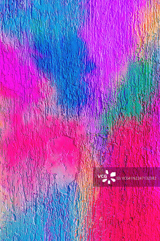 霓虹粉、蓝、红的鲜艳纹理漆，适用于80年代、Y2K美学图片素材