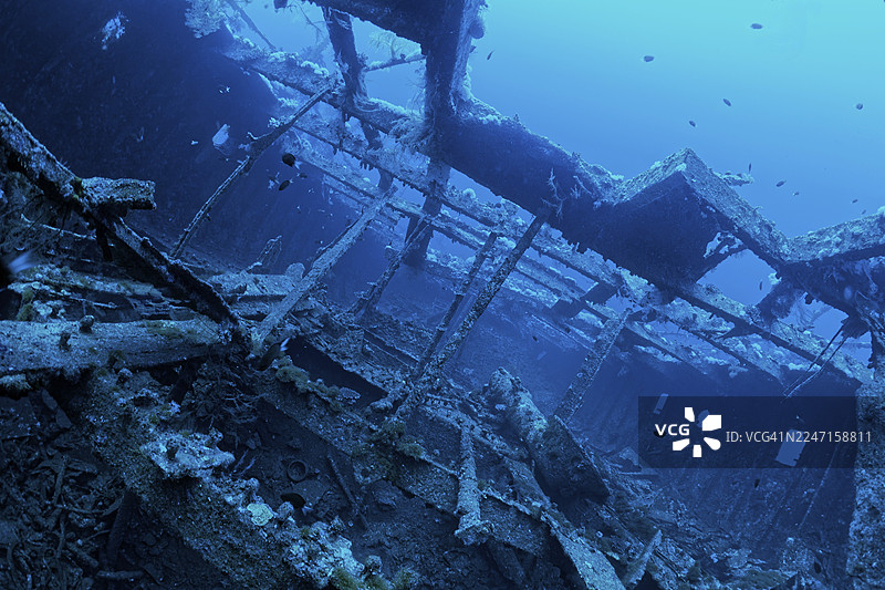 沉没的船只，艾达号船尾，法国，船只，海难，轮船，内部，结构，1957年沉没，大兄弟群岛，埃及，红海图片素材