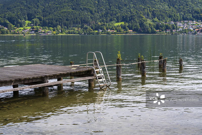泰根湖畔的浴场，巴特维塞，上巴伐利亚，巴伐利亚，德国图片素材