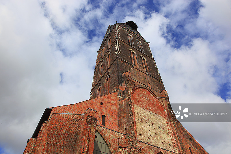 圣玛丽教堂，维斯马老城区中心，梅克伦堡-前波美拉尼亚州西北梅克伦堡区，德国图片素材