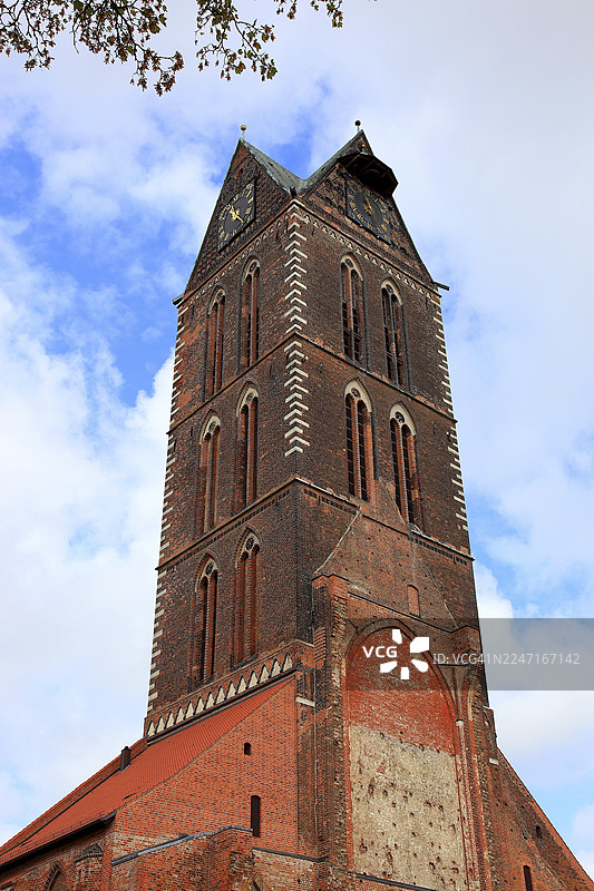 圣玛丽教堂，维斯马老城中心，梅克伦堡-前波美拉尼亚州西北梅克伦堡区图片素材