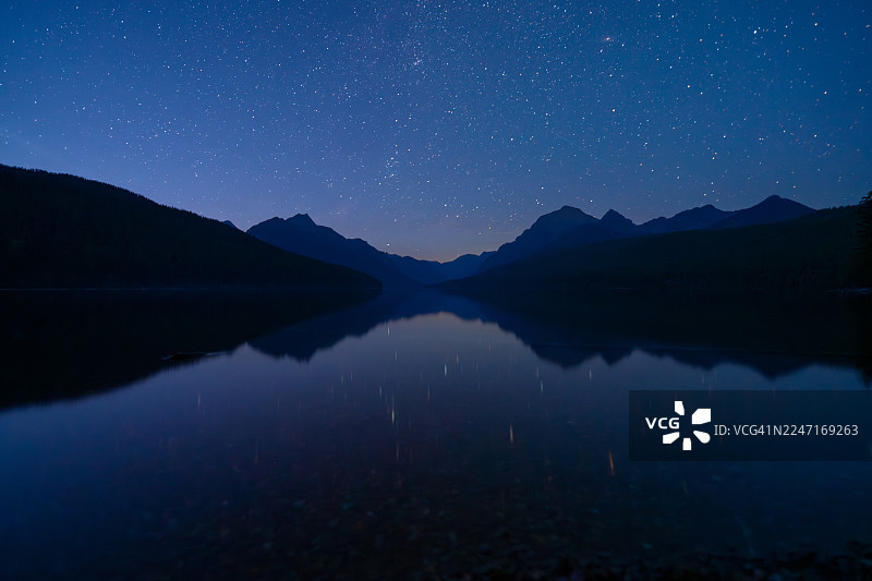 美国鲍曼湖星空下的湖泊风景图片素材