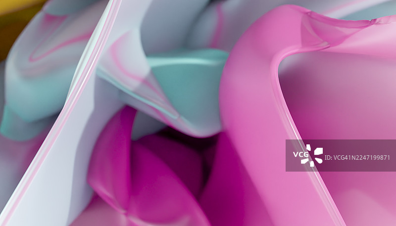 流动的粉色和绿松石色抽象图形，构成现代背景图片素材