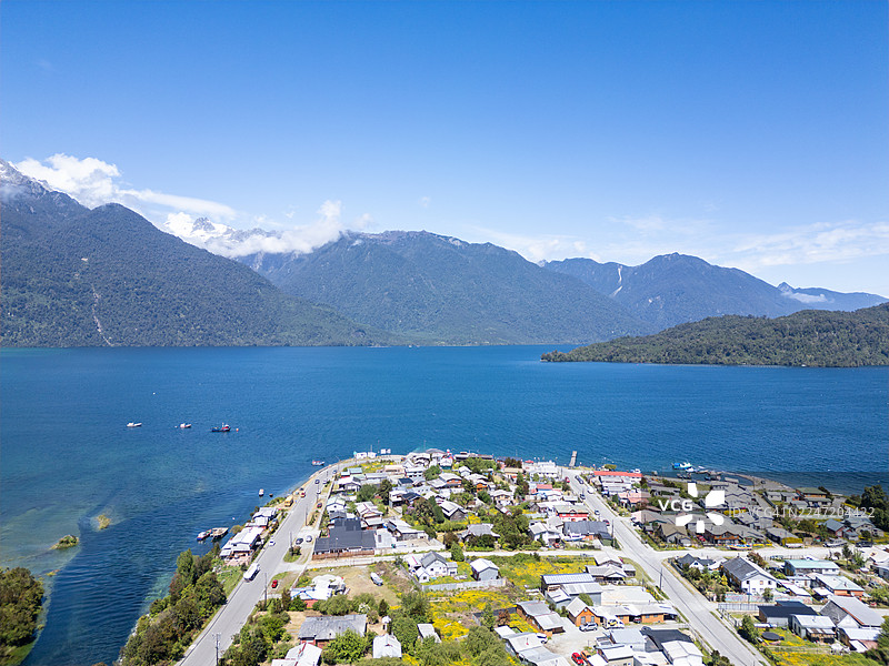 智利湖区霍尔诺皮雷内鸟瞰图图片素材