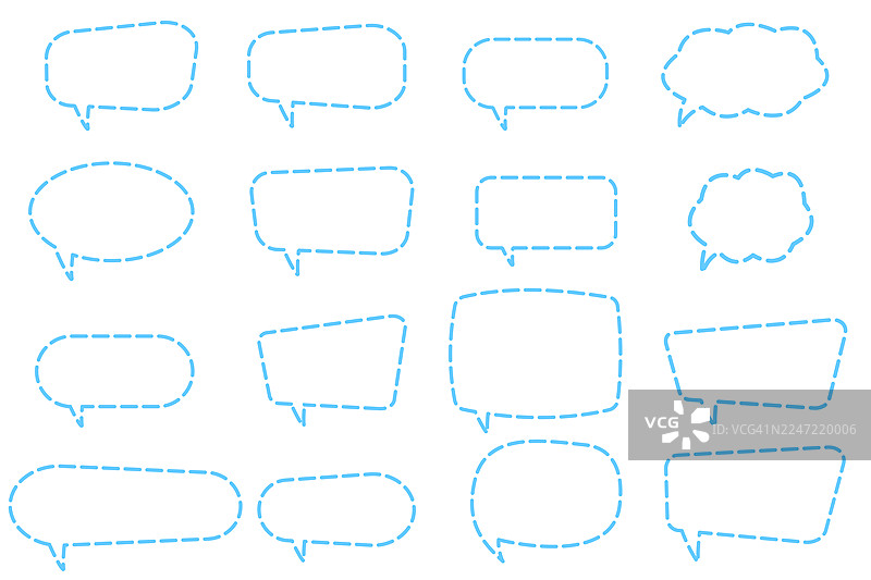 虚线艺术风格的空漫画对话气泡图片素材