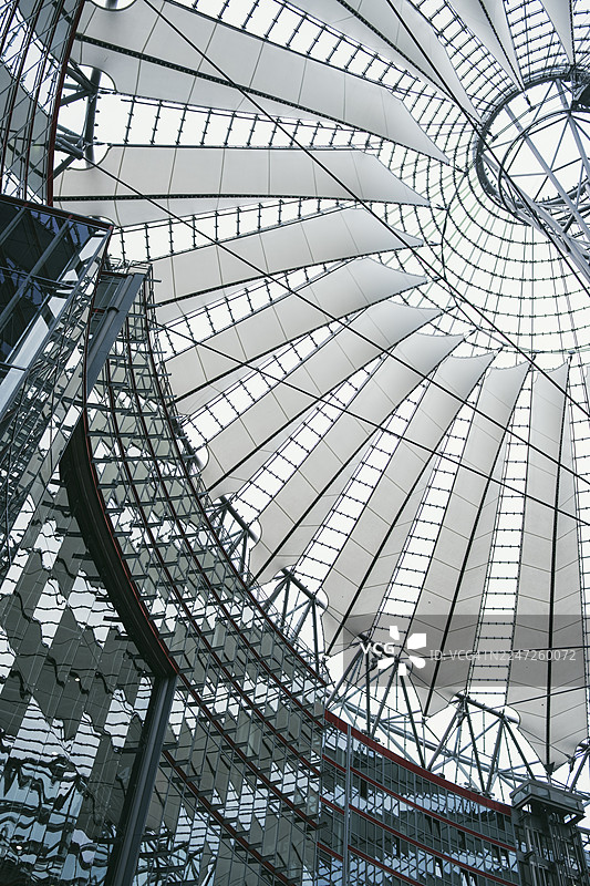 索尼中心建筑顶篷图案，德国柏林图片素材