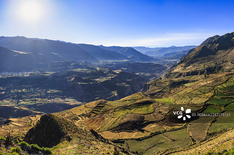 秘鲁科尔卡峡谷的全景视图图片素材