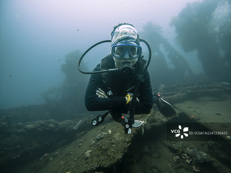 在巴厘岛图兰本自由号沉船潜水图片素材