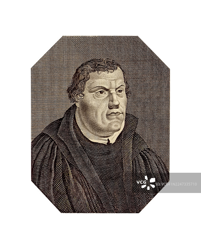 象征宗教改革的马丁·路德肖像雕版画图片素材