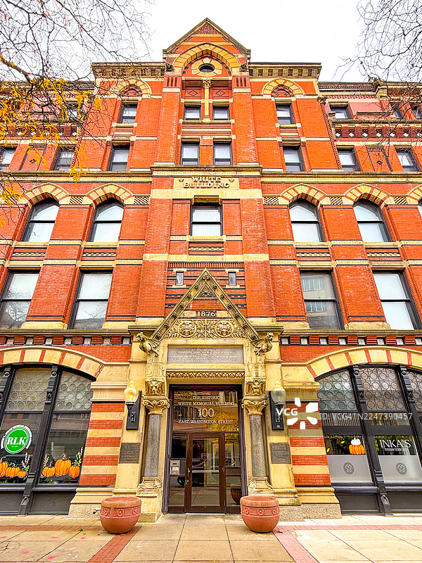 纽约州锡拉丘兹一座维多利亚风格的怀特纪念馆图片素材