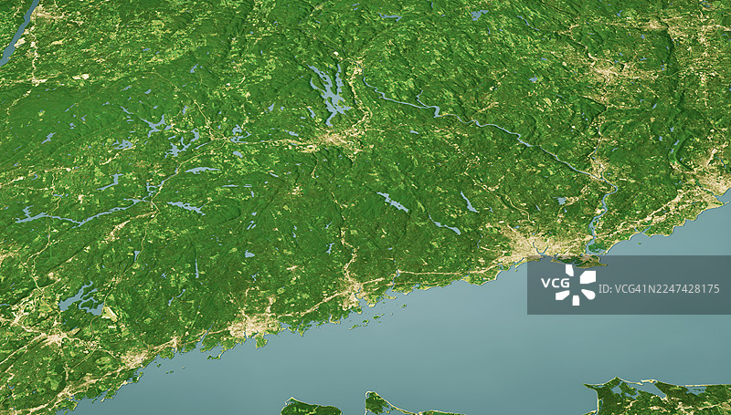 康涅狄格州费尔菲尔德县卫星地形图三维渲染彩色边框图片素材