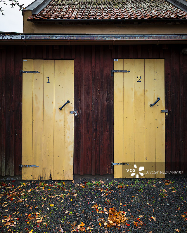 瑞典老城马里耶斯塔历史建筑房屋正面图片素材