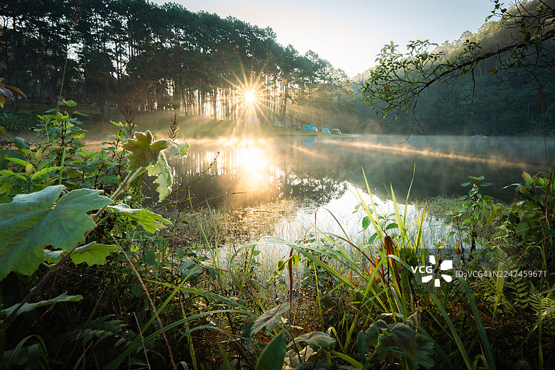 泰国攀牙国家公园宁静的湖泊景象图片素材