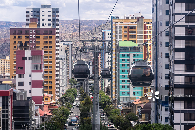 玻利维亚首都拉巴斯的缆车图片素材
