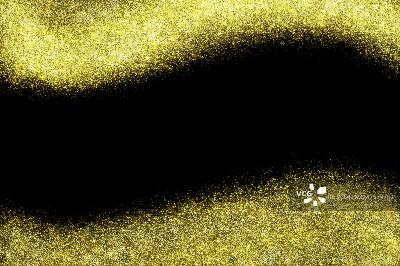 模糊的金色散景灯光边框在黑暗背景上发光图片素材