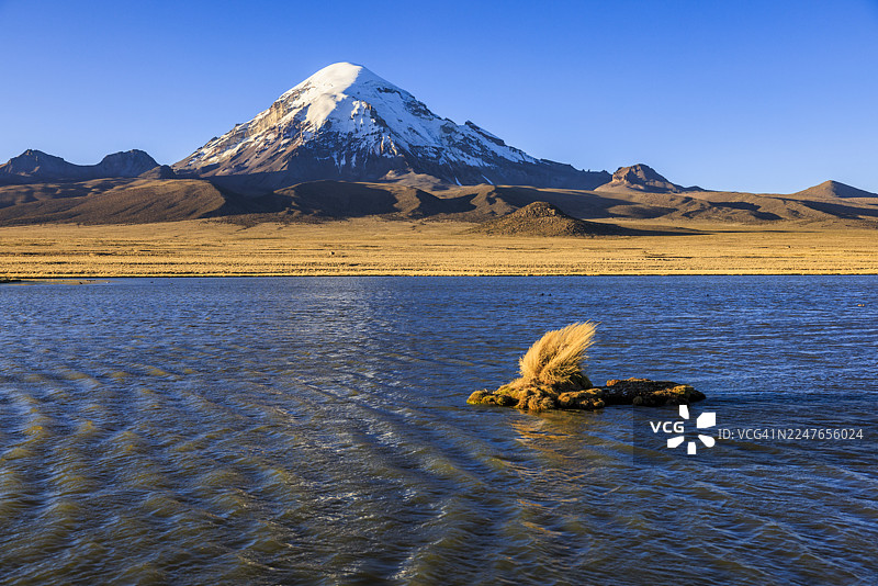 玻利维亚阿尔蒂普拉诺的萨哈马火山图片素材