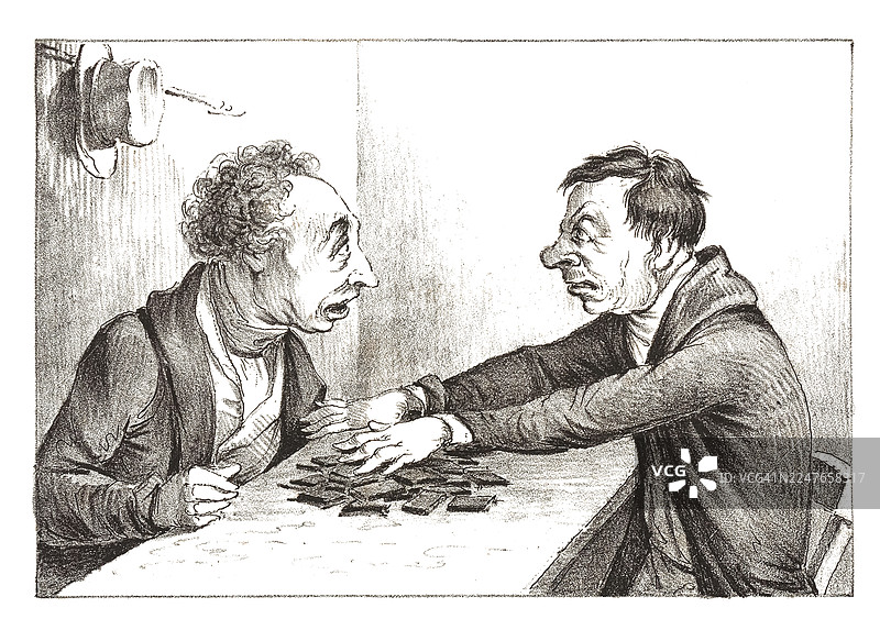 漫画：激烈的多米诺骨牌游戏图片素材