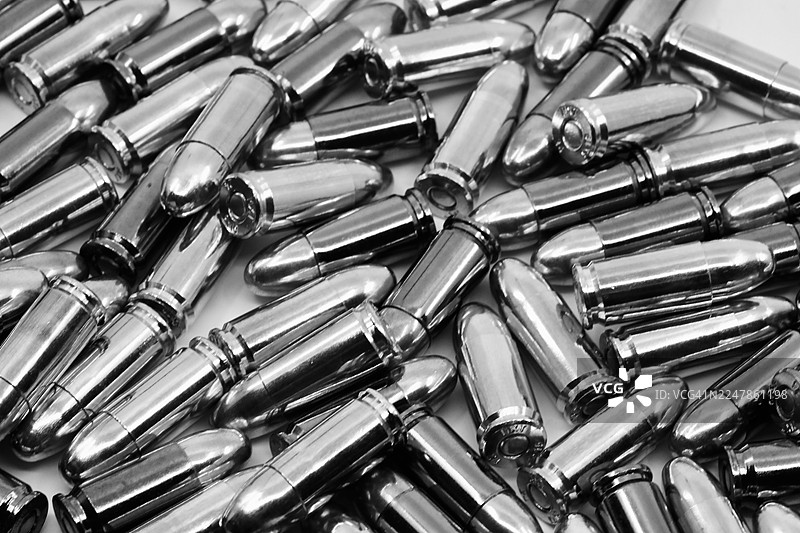 9毫米手枪弹药特写工作室拍摄图片素材