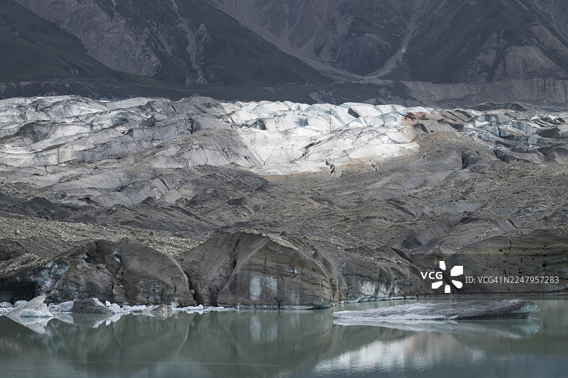 卡斯卡乌尔什冰川的冰缘湖图片素材