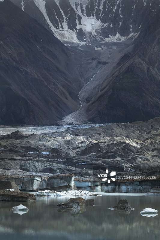 卡斯卡乌尔什冰川的冰缘湖图片素材