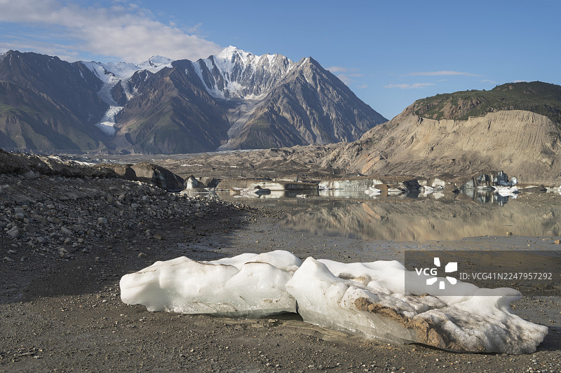 卡斯卡乌尔什冰川的冰缘湖图片素材