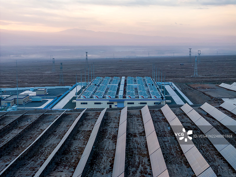 储能电站和太阳能电站图片素材
