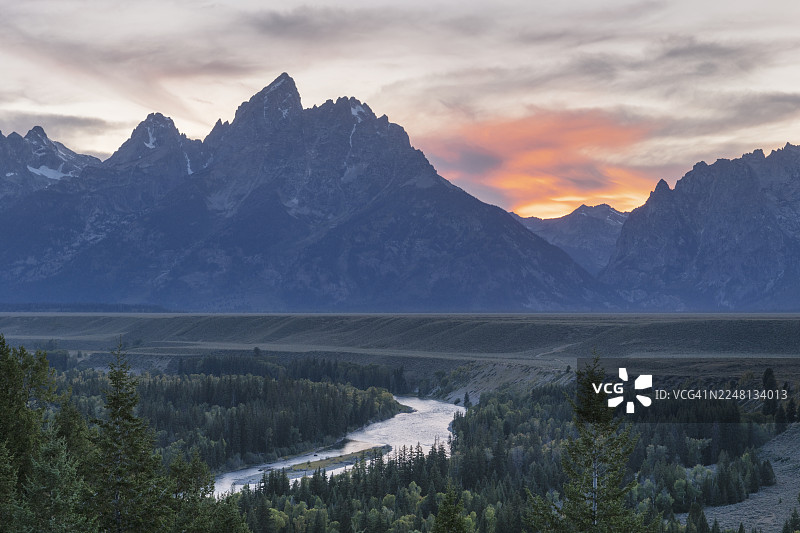 蛇河观景点，格兰特提顿国家公园图片素材